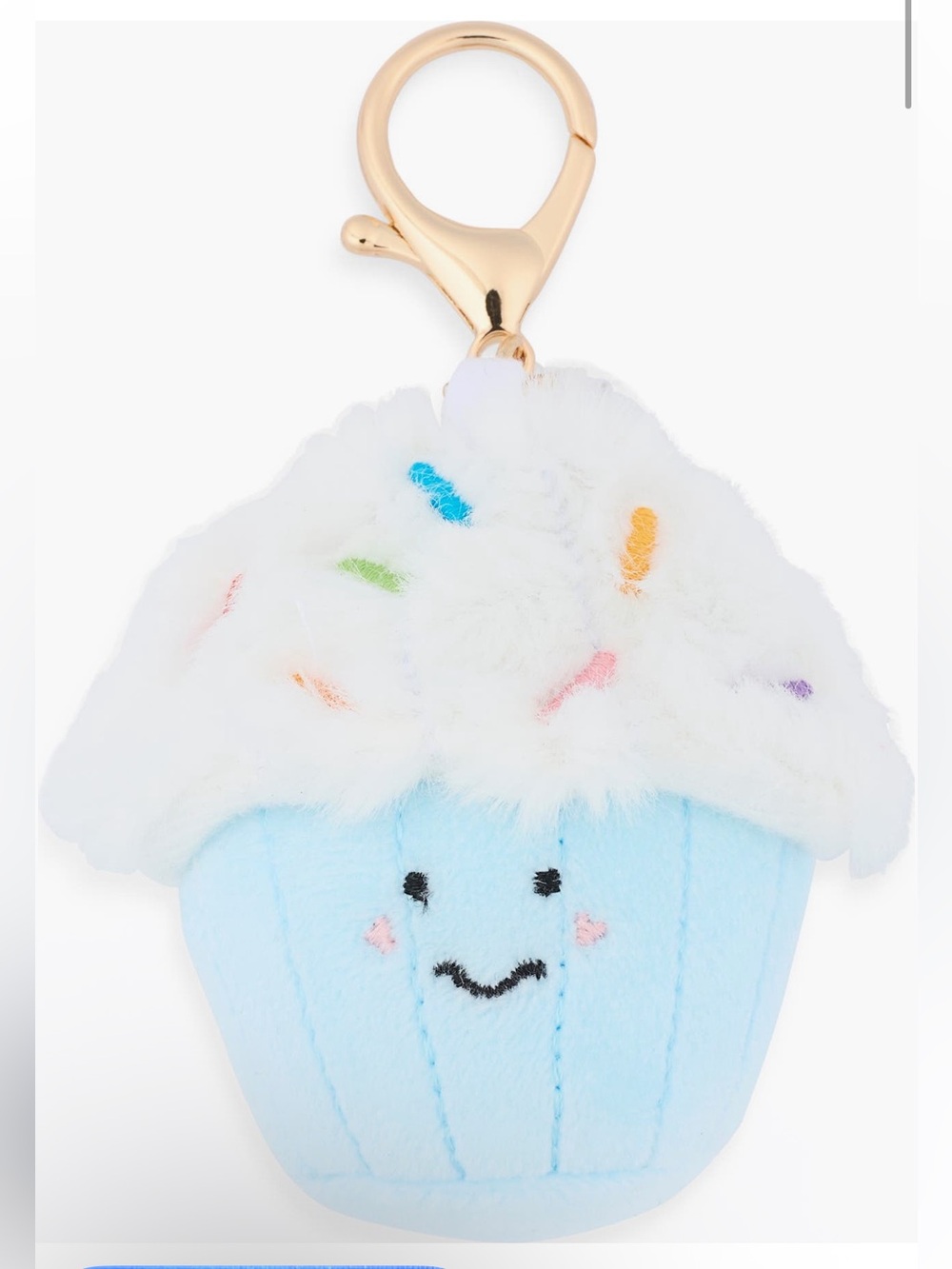 Leith Light Blue Cupcake Keychain with White Frosting